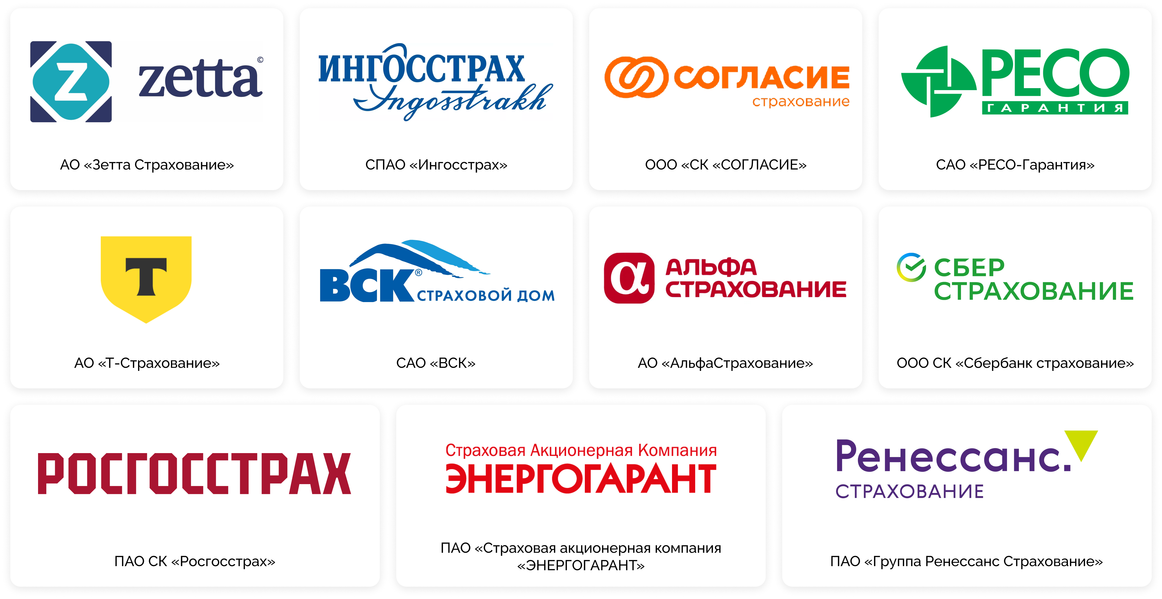 Страховые компании партнёры АВИЛОНа